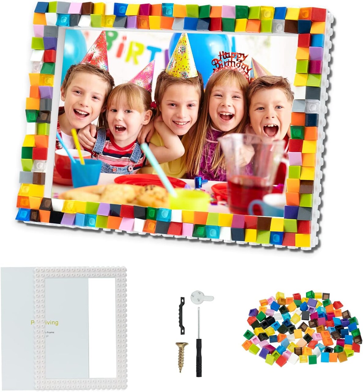 DIY Mosaic Photo Frame Craft Kit for Kids – Building Block Picture Frame Set for Ages 6-12, Creative Arts & Crafts Activity for Christmas, Valentine’s, Birthday, and Easter Gifts